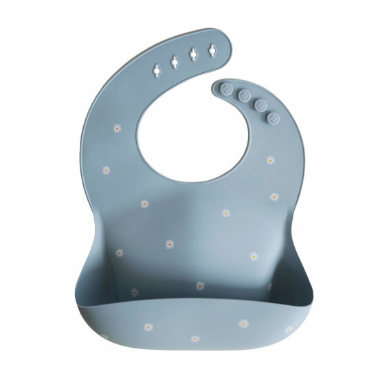 Picture of mushie Silicone Baby Bib | Adjustable Fit Waterproof Bibs (White Daisy)