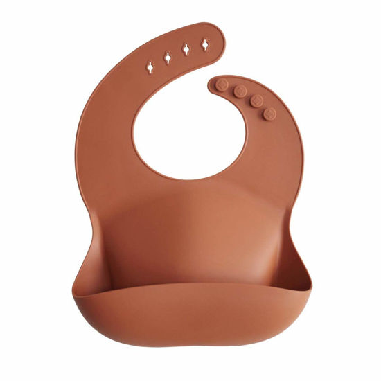 Picture of mushie Silicone Baby Bib | Adjustable Fit Waterproof Bibs (Clay)