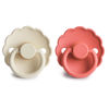 Picture of FRIGG Daisy Natural Rubber Baby Pacifier | Made in Denmark | BPA-Free (Cream/Poppy, Size 1) 2-Pack