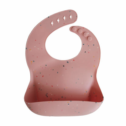 Picture of mushie Silicone Baby Bib | Adjustable Fit Waterproof Bibs (Powder Pink Confetti)