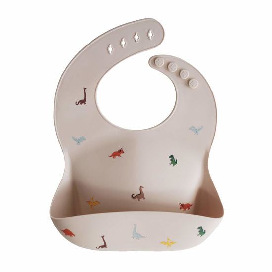 Picture of mushie Silicone Baby Bib | Adjustable Fit Waterproof Bibs (Dinosaurs)