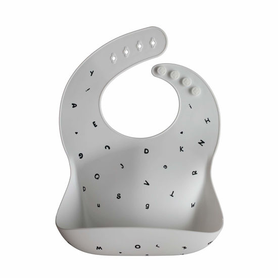 Picture of mushie Silicone Baby Bib | Adjustable Fit Waterproof Bibs (Letters White)