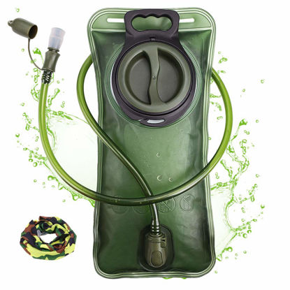 Picture of Hydration Bladder, 1.5L Water Bladder for Hiking Backpack Leak Proof Water Reservoir Storage Bag, Water Pouch Hydration Pack Replacement for Biking Climbing Cycling Running, Military Green 1.5 Liter