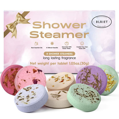 Picture of BLRIET Shower Steamers Aromatherapy Stocking Stuffers Christmas Gifts for Women 8 PCS, Shower Bombs Gifts for Mom with Lavender Fruit Natural Essential Oils, Self Care Gifts for Women & Lover