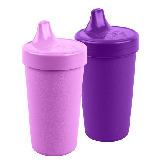 Picture of Re Play Made in USA 2 Pack Sippy Cups for Toddlers, 10 Oz. - Reusable Spill Proof Cups for Kids, Dishwasher/Microwave Safe - Hard Spout Sippy Cups for Toddlers 3.13" x 6.25", Amethyst/Purple