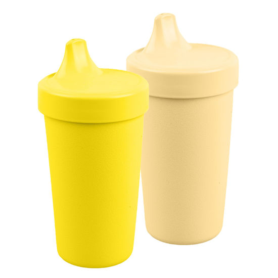 Picture of Re Play Made in USA 2 Pack Sippy Cups for Toddlers, 10 Oz. - Reusable Spill Proof Cups for Kids, Dishwasher/Microwave Safe - Hard Spout Sippy Cups for Toddlers 3.13" x 6.25", Yellow/Lemondrop