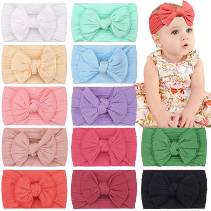 Picture of CÉLLOT Super Stretchy Soft Knot Headbands with Hair Bows Head Wrap Hair Accessories For Newborn Baby Girls Infant Toddlers Kids