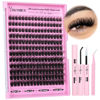 Picture of Fluffy Lashes Clusters Kit Wispy Individual Lashes 100D Volume Cluster Eyelash Extensions Kit 10-16mm D Curl Lash Extension Kit with Bond and Seal and Lash Tweezers DIY Eyelash Kit by Yawamica