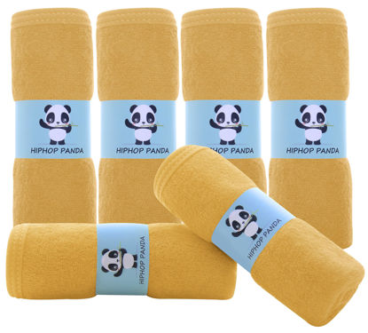 Picture of HIPHOP PANDA Baby Washcloths, Rayon Made from Bamboo - 2 Layer Ultra Soft Absorbent Newborn Bath Face Towel - Reusable Baby Wipes for Delicate Skin - Honey, 6 Pack