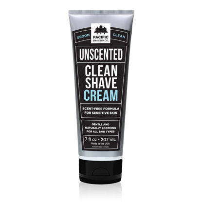 Picture of Pacific Shaving Company Clean Shaving Cream - Shea Butter + Vitamin E Shave Cream for Hydrated Sensitive Skin - Clean Formula for a Smooth, Anti-Redness + Irritation-Free Shave Cream (7 Oz)