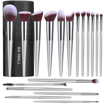 Picture of BS-MALL Makeup Brush Set 18 Pcs Premium Synthetic Foundation Powder Concealers Eye shadows Blush Makeup Brushes with black case