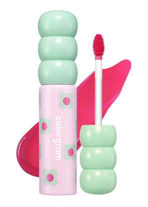 Picture of COLORGRAM Fruity Glass Tint 04 Adorable Berry | Glossy Dewy Lip Gloss, Highly Pigmented Strawberry Pink Shade with Glowing effect, Buildable & Blendable 0.11 Oz.