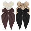 Picture of ATODEN Silky Satin Hair Accessories - 4Pcs Large Oversized Ribbons, Long Tail Bowknot Barrettes with Metal Clips for Women and Girls in Beige, Black, Brown, Khaki