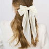 Picture of ATODEN Oversized Hair Barrettes: Silky Satin Bowknot Clips, Long Tail Ribbons for Women - Black, White, Beige (6Pcs)