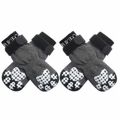 Picture of PUPTECK Anti-Slip Dog Socks with Double Sides Grips for Small Medium Large Dogs Hardwood Floors Prevents Licking, Dog Shoes for Hot Pavement Traction Control Paw Protector for Senior Dogs, Grey S