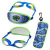 Picture of RUIGAO Kids Swim Goggle 4-7, Toddler Goggles Fabric Strap, Green Dino Goggles for kids