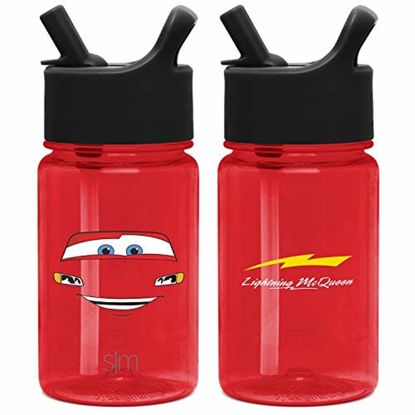 Picture of Simple Modern Disney Cars Kids Water Bottle Plastic BPA-Free Tritan Cup with Leak Proof Straw Lid | Reusable and Durable for Toddlers, Boys | Summit Collection | 12oz, Cars Ka-chow