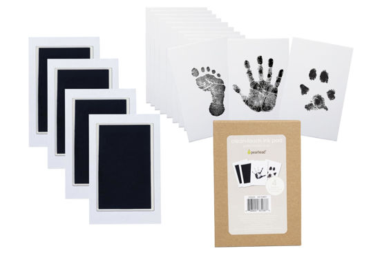 Picture of Pearhead Clean-Touch Ink Pad Kit, Mess-Free Inkless Handprint and Footprint Pad with Impression Cards, Suitable for Babies and Pets, Perfect Keepsake for Newborns and Small Animals, Pack of 4