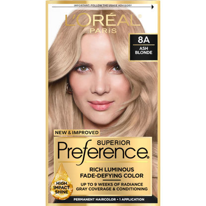 Picture of L'Oreal Paris Superior Preference Fade-Defying + Shine Permanent Hair Color, 8A Ash Blonde, Pack of 1, Hair Dye