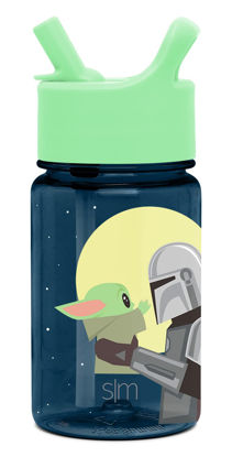 Picture of Simple Modern Star Wars Baby Yoda Grogu Kids Water Bottle Plastic BPA-Free Tritan Cup with Leak Proof Straw Lid | Durable for Toddlers, Boys | Summit Collection | 12oz, Moonlit Mandalorian