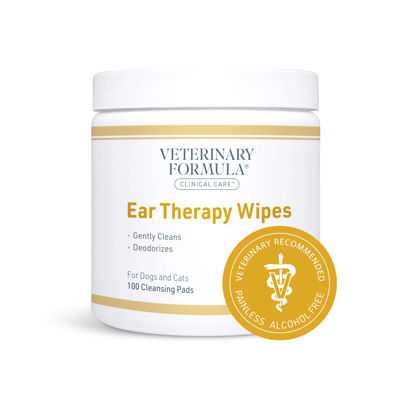 Picture of Veterinary Formula Clinical Care Ear Therapy Wipes, 100ct - Cat and Dog Ear Cleaner - Help Relieve Itchy Ears Quickly & Effectively Remove Dirt, Debris, and Foul Odor