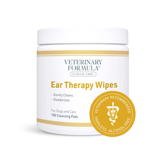 Picture of Veterinary Formula Clinical Care Ear Therapy Wipes, 100ct - Cat and Dog Ear Cleaner - Help Relieve Itchy Ears Quickly & Effectively Remove Dirt, Debris, and Foul Odor