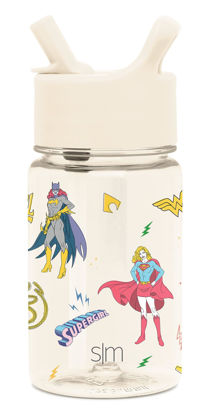 Picture of Simple Modern Kids DC Comics Water Bottle Plastic BPA-Free Tritan Cup with Leak Proof Straw Lid | Reusable and Durable for Toddlers, Girls | Summit Collection | 12oz, Super Gals