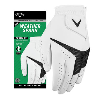 Picture of Callaway Golf Weather Spann Glove (Worn on Right Hand, Standard, Medium/Large, White)