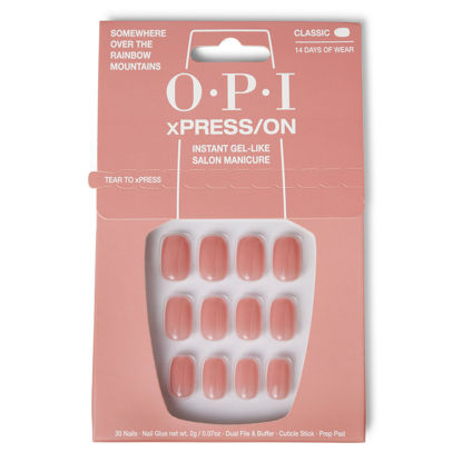 Picture of OPI xPRESS/ON Press On Nails, Up to 14 Days of Wear, Gel-Like Salon Manicure, Vegan, Sustainable Packaging, With Nail Glue, Short Neutral Nails, Somewhere Over the Rainbow Mountains