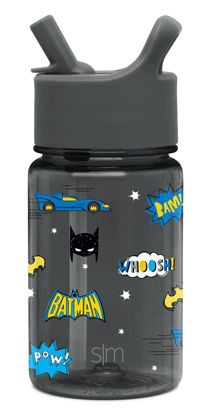 Picture of Simple Modern DC Comics Batman Kids Water Bottle Plastic BPA-Free Tritan Cup with Leak Proof Straw Lid | Reusable and Durable for Toddlers, Girls | Summit Collection | 12oz, Batman POW!