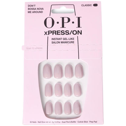 Picture of OPI xPRESS/ON Press On Nails, Up to 14 Days of Wear, Gel-Like Salon Manicure, Vegan, Sustainable Packaging, With Nail Glue, Short Neutral Nails, Don't Bossa Nova Me Around