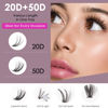 Picture of Individual Lashes with Bond and Seal Lash Remover DIY Lash Extension Kit 320 Pcs Cluster Lashes 10-16mm Natural Light C/D Curl False Eyelashes for Beginner Makeup at Home (20D+50D）