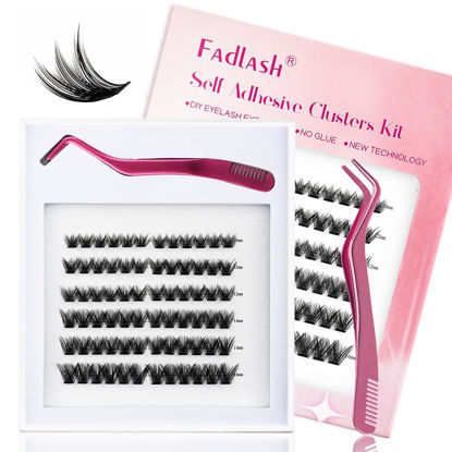 Picture of FADLASH Self Adhesive Lash Clusters, No Glue Needed DIY Eyelash Extensions Kit, Pre Glued Eyelashes, Easy to Apply Lash Extension No Damage Quick & Easy (Z2-D-8-16mm)