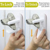 Picture of Door Lever Lock (2 Pack) Prevents Toddlers from Opening Doors. 3.25" L * 1.5" W * 4.5" H Easy One Hand Operation for Adults. Durable ABS with 3M Adhesive Backing. Simple Install, No Tools Needed.