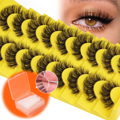 Picture of Fluffy Russian Strip Lashes with 40Pcs Self Adhesive Strips Clear Band False Eyelashes Lashes Strips D Curl Wispy zanlufly Natural Look Lashes Like Eyelash Extension