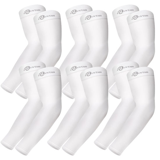 Picture of BHYTAKI 6 Pairs UV Sun Protection Arm Sleeves, UPF 50 Sports Cooling Arm Compression Sleeves for Men Women Teenager