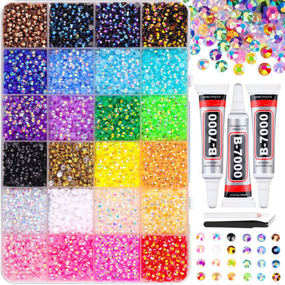 Picture of 12600Pcs Resin Jelly Rhinestones with Tweezers for Crafting, Mixed-Color 4mm Flatback Gems, Bedazzling Crystal with 3Pcs 10ml B7000 Jewelry Glue for DIY Crafts Clothing Tumblers Shoes Nail Art