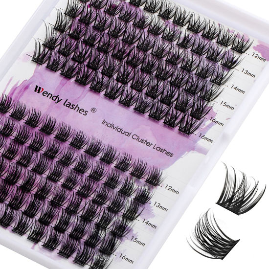 Picture of Lash Clusters Individual Lashes C/D Curl Cluster Lash Extensions Wide-stem Eyelashes Cluster 12-16mm Thin Band Cluster Lashes Soft and Wispy Clusters Eyelashes Extensions Comfortable Matte Black Lash Clusters (Cloud/Meadow-0.07D, 12-16mm Mixed)