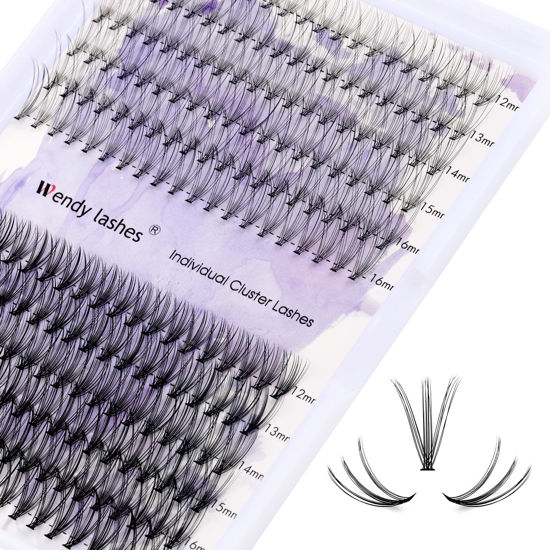 Picture of Individual Cluster Lashes 10D/20D Mixed Natural Eyelash Clusters C/D Curl 0.07mm Matte Black Soft 12-16mm Mink DIY Individual Eyelashes Cluster Lashes Extension(10/20D-D,12-16mm Mixed)