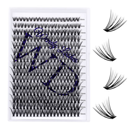 Picture of Individual Lashes Eyelash Clusters 300PCS Lash Clusters Extensions C/D Curl Lash Clusters Comfortable Cat Eye Lashes Super Soft Eyelashes Extension Reusable Wispy Lashes Lash Clusters