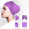 Picture of Womens Silicone Swim Cap for Long Hair,3D Ergonomic Design Silicone Swimming Caps for Women Kids Men Adults Boys Girls with Ear Plug and Nose Clip(Purple/M)