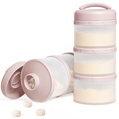 Picture of Termichy Stackable Formula Dispenser Portable Milk Powder Container, 2 Pack, Light Pink