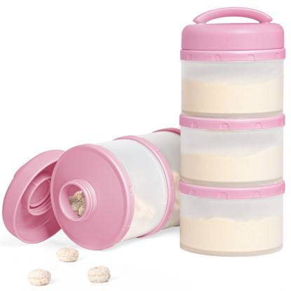 Picture of Termichy Stackable Formula Dispenser Portable Milk Powder Container, 2 Pack, Baby Pink