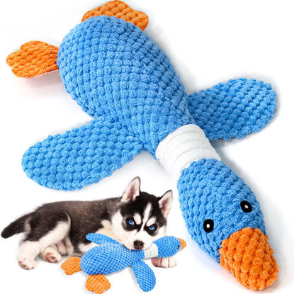 Picture of Vitscan Upgraded Goose Indestructible Dog Toys for Aggressive Chewers Small Medium Large Breed, Crinkle Squeaky Plush Dog Puppy Chew Toys for Teething, Duck Puppy Toys