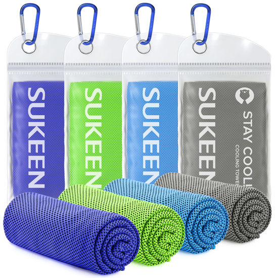 Picture of Sukeen [4 Pack Cooling Towel (40"x12"),Ice Towel,Soft Breathable Chilly Towel,Microfiber Towel for Yoga,Sport,Running,Gym,Workout,Camping,Fitness,Workout & More Activities