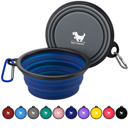 Picture of Rest-Eazzzy Large Collapsible Dog Bowls for Travel, 2-Pack Dog Portable Water Bowl for Dogs Cats Pet Foldable Feeding Watering Dish for Traveling Camping Walking with 2 Carabiners, BPA Free