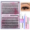 Picture of DIY Lash Extension Kit Natural Lash Clusters 30D+40D Mix 9-16 mm D Curl lndividual Lashes Lash Remover 280 pcs Wispy Eyelash Extension Kit with Lash Bond and Seal and Lash Tweezers by FANXITON