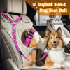 Picture of Removable Dog Seat Belts Harness for Car, 3 in 1 Pet Dog Car Seatbelt Leash, laqibak Restraint Secures to Headrest and Reflective Effect Adjustable Bungee Dog Seatbelt Tether, 2PCS and Poop Bag Holder