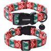 Picture of DOGWONG Christmas Cotton Dog Collar, Red Green Stripe Christmas Dog Collar Durable Soft Fabric Pet Dog Collar Cute Red Puppy Necklace for Small Medium Large Dog