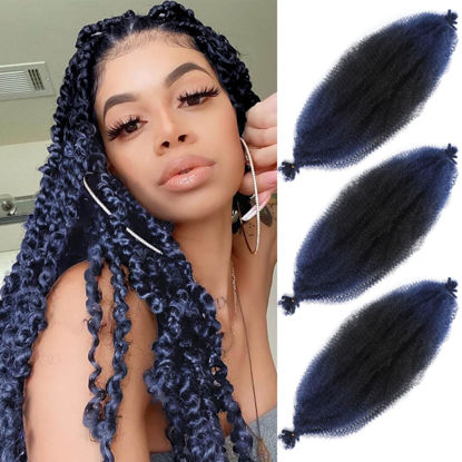 Picture of Afro Twist Hair 24 Inch 3 Packs, Springy Afro Twist Hair Pre Fluffed Spring Twist Hair Pre Stretched Wrapping Hair for Soft Locs Hair Extensions (24 Inch (Pack of 3), 1B/Dark Blue#)